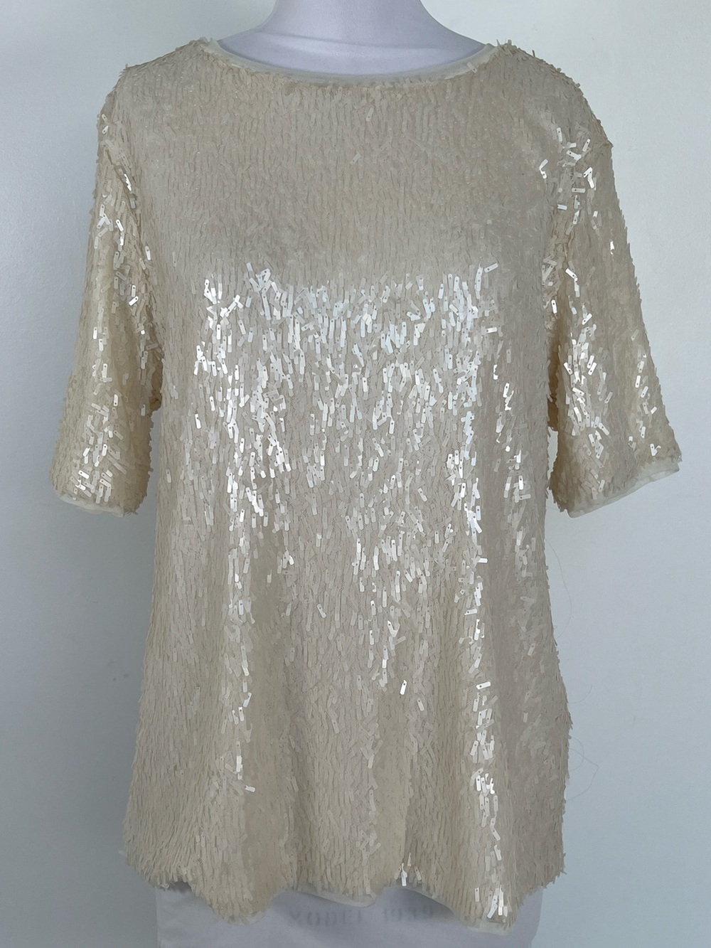 NWT! The Limited Ivory Sequin Top Size XL